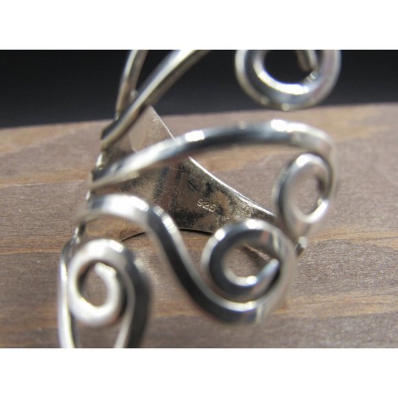 Size 8 Sterling Silver Fancy Swirls Large Finger Band Ring Vintage Statement - Picture 6 of 9